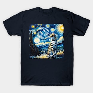 Toyger Starry Night Inspired - Artistic Cat T-Shirt